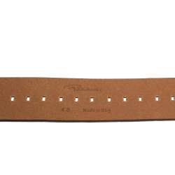 Pre Owned Roberto Cavalli Dark Brown Croc Embossed Leather Snake Detail Buckle Belt