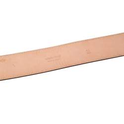 Pre Owned Roberto Cavalli Brown Leather Logo Buckle Belt 90CM
