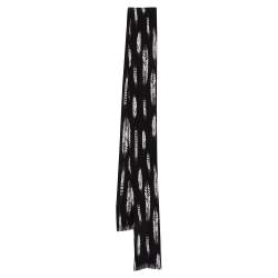Roberto Cavalli Black Plumage Print Silk Scarf
