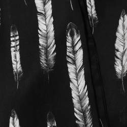 Roberto Cavalli Black Plumage Print Silk Scarf