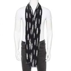Roberto Cavalli Black Plumage Print Silk Scarf