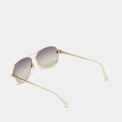 Pre Owned Roberto Cavalli Cream/Gold Matar 884S Aviator Sunglasses
