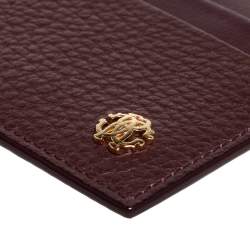 Pre Owned Roberto Cavalli Burgundy Leather Card Holder