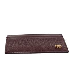 Pre Owned Roberto Cavalli Burgundy Leather Card Holder