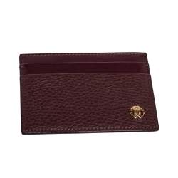 Pre Owned Roberto Cavalli Burgundy Leather Card Holder