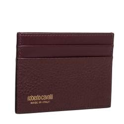 Pre Owned Roberto Cavalli Burgundy Leather Card Holder