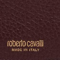Pre Owned Roberto Cavalli Burgundy Leather Card Holder