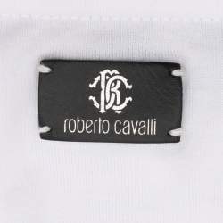 Pre Owned Roberto Cavalli White Logo Detail Cotton T-Shirt XXXL