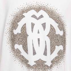 Pre Owned Roberto Cavalli White Logo Detail Cotton T-Shirt XXXL