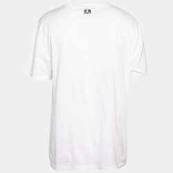 Pre Owned Roberto Cavalli White Logo Detail Cotton T-Shirt XXXL