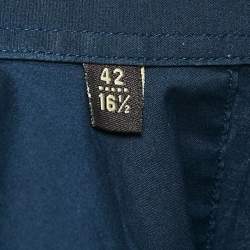 Pre Owned Roberto Cavalli Navy Blue Cotton Button Front Shirt XL