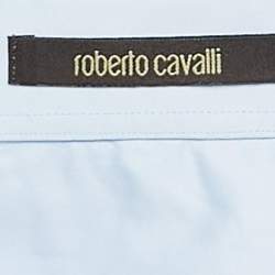 Pre Owned Roberto Cavalli Blue Cotton Button Front Shirt XL