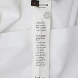Roberto Cavalli White Cotton Logo Embroidered T-Shirt L