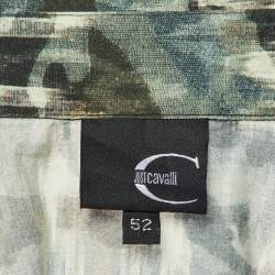 Just Cavalli Green Texture Print Cotton Button Front Shirt XL
