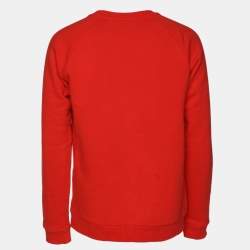 Roberto Cavalli Orange Cotton Knit Blend Tiger Print Sweatshirt L