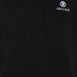 Pre Owned Roberto Cavalli Black Pique Cotton Polo T-Shirt L