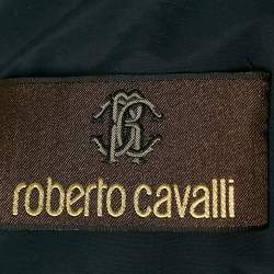Roberto Cavalli Blue Printed Crepe Zip-Up Jacket XXXL
