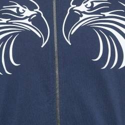 Roberto Cavalli Navy Blue Printed Cotton Knit Zip Front Jacket & Joggers Set L