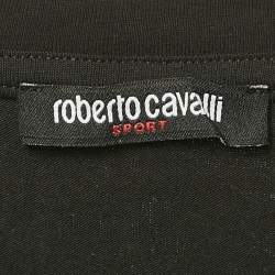 Roberto Cavalli Sport Black Leopard Print Jersey T-Shirt S
