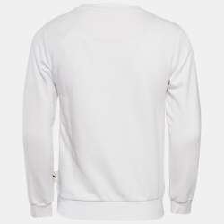 Pre Owned Roberto Cavalli White Cotton Knit Blend Crew Neck Sweatshirt M