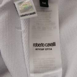 Pre Owned Roberto Cavalli White Cotton Knit Blend Crew Neck Sweatshirt M