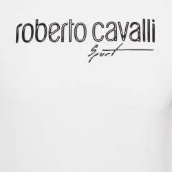 Pre Owned Roberto Cavalli White Cotton Knit Blend Crew Neck Sweatshirt M