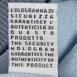 Pre Owned Roberto Cavalli Light Blue Silk Knit Polo T-Shirt M