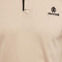 Pre Owned Roberto Cavalli Beige Cotton Pique Polo T-Shirt M