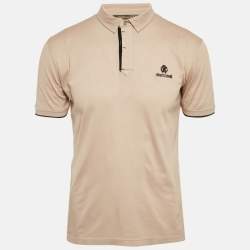 مملوكة مسبقًا Roberto Cavalli Beige Cotton Pique Polo T-Shirt M