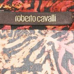 Pre Owned Roberto Cavalli Pink/Orange Printed Cotton Slim Fit Shirt M