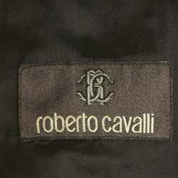 Pre Owned Roberto Cavalli Brown Reptile Textured Leather Button Front Jacket L
