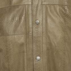 Pre Owned Roberto Cavalli Brown Reptile Textured Leather Button Front Jacket L