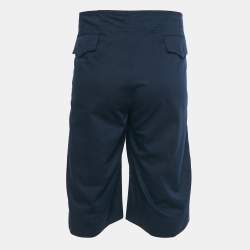 Pre Owned Roberto Cavalli Blue Gabardine Belted Bermuda Shorts M