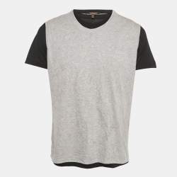 Pre Owned Roberto Cavalli Grey Embroidered Jersey Layered T-Shirt M