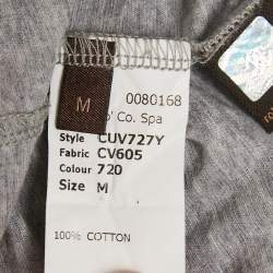 Pre Owned Roberto Cavalli Grey Printed Jersey T-Shirt M