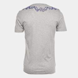Pre Owned Roberto Cavalli Grey Paisley Print Jersey Crew Neck T-Shirt M