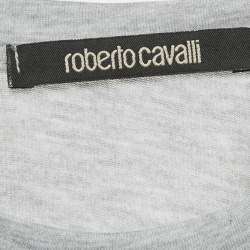 Pre Owned Roberto Cavalli Grey Eagle Print Jersey T-Shirt XL