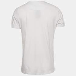 Pre Owned Roberto Cavalli White Snake Print Jersey T-Shirt L