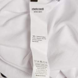 Pre Owned Roberto Cavalli White Snake Print Jersey T-Shirt L