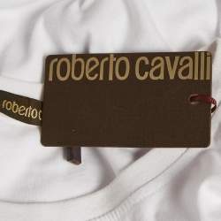 Pre Owned Roberto Cavalli White Snake Print Jersey T-Shirt L