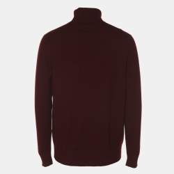 مملوكة مسبقًا كنزة برقبة عالية صوف مزيج برقع شعار بورجوندي روبيرتو كافالي مقاس متوسط (ميديام)