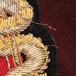 مملوكة مسبقًا كنزة برقبة عالية صوف مزيج برقع شعار بورجوندي روبيرتو كافالي مقاس متوسط (ميديام)