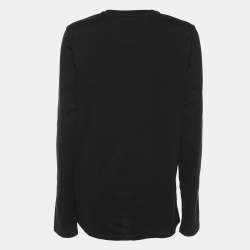 مملوكة مسبقًا تي شيرت روبيرتو كافالي أسود بطبعة نمر كم كامل مقاس متوسط - ميديام