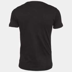 Pre Owned تي شيرت روبيرتو كافالي أسود بطبعة ثعبان شعار طاقية مقاس صغير