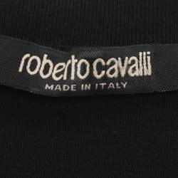 Pre Owned Roberto Cavalli Black Jersey Logo Print T-Shirt L