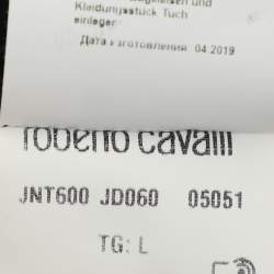 Pre Owned Roberto Cavalli Black Jersey Logo Print T-Shirt L