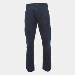 مملوكة مسبقًا بنطلون جينز روبرتو كافالي دينم أزرق غامق بقصة مستقيمة مقاس كبير جداً / خصر 35"