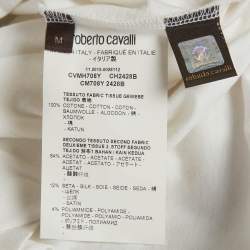 Pre Owned Roberto Cavalli White Leopard Graphic Jersey T-Shirt M
