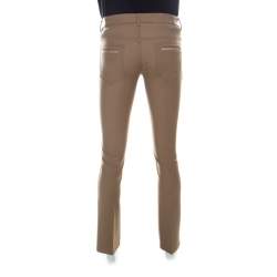 Pre Owned Class by Roberto Cavalli Camel Brown Twiil Wool Leather Detail Tapered Trousers L