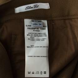 Pre Owned Class by Roberto Cavalli Camel Brown Twiil Wool Leather Detail Tapered Trousers L